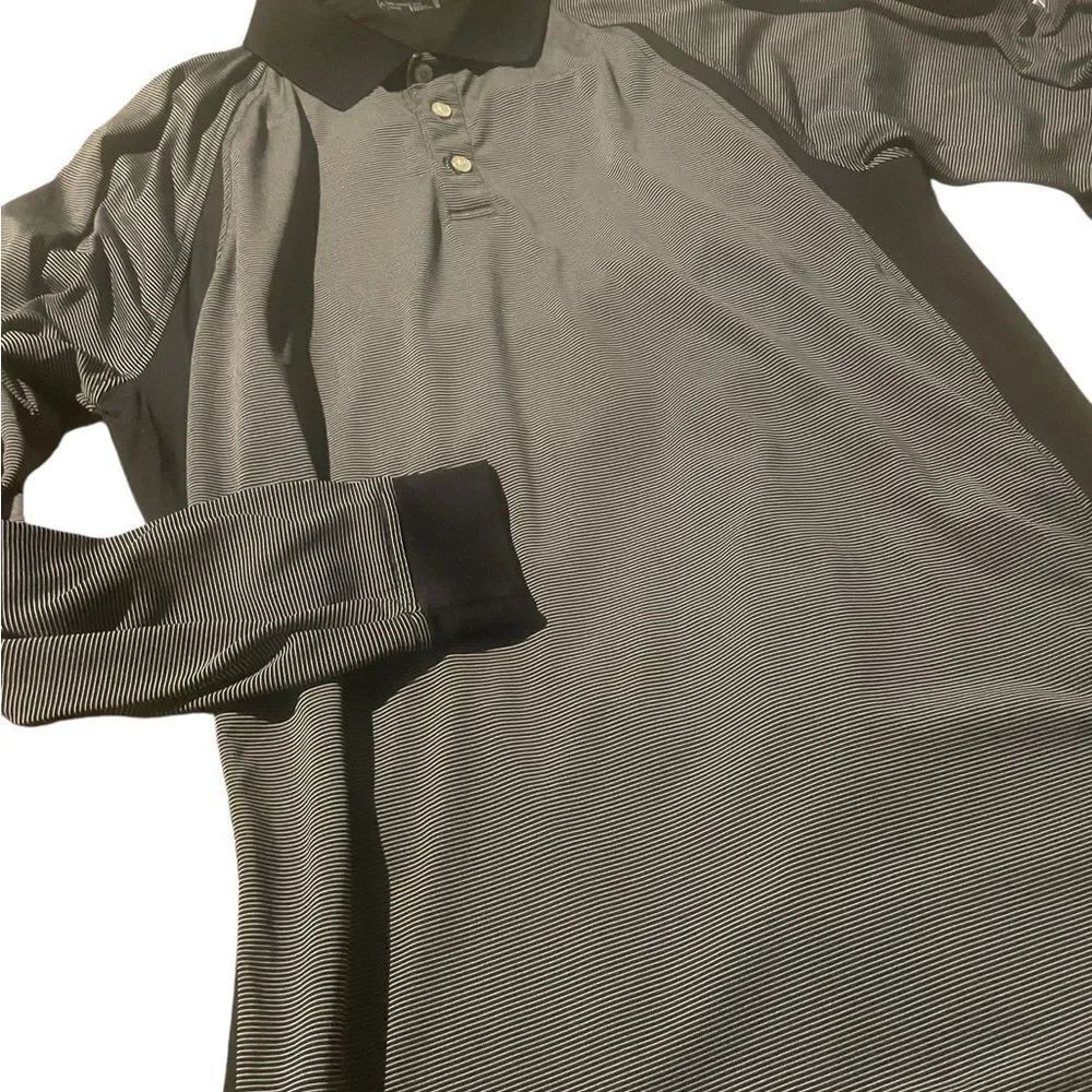 Slazenger Black and Gray Striped Polo Shirt size XL long sleeved great style